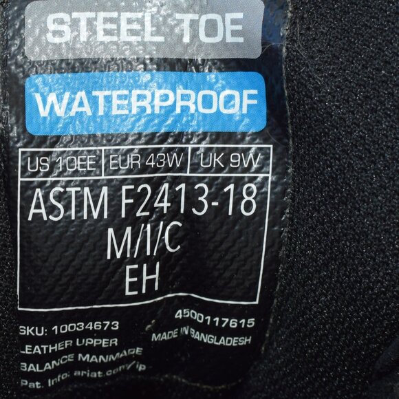 Ariat Leather Treadfast 6" Waterproof Steel Toe Work Boot Style# 10034673 - 10 - Picture 11 of 11